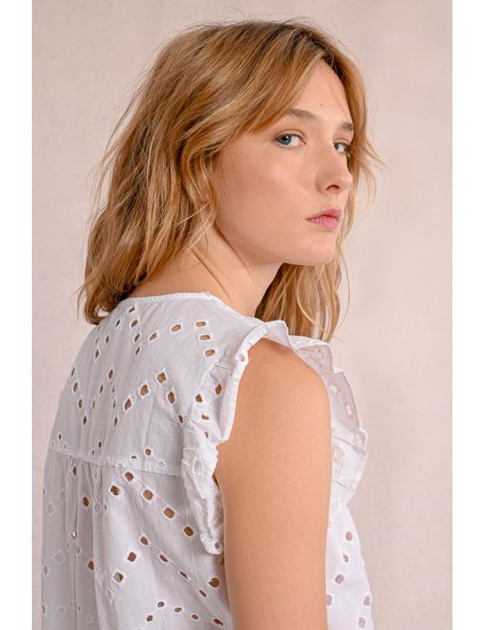 Lili Sidonio X Molly Bracken Top En Broderie Ajourée NAVY BLUE
