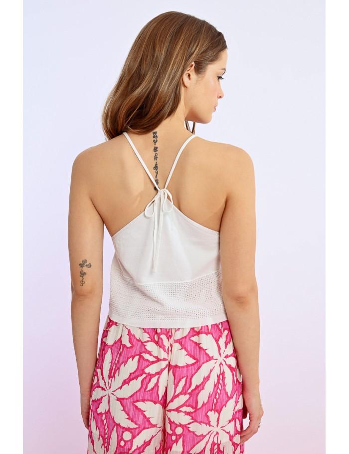 Lili Sidonio X Molly Bracken Top En Maille Nouable ÉCRU