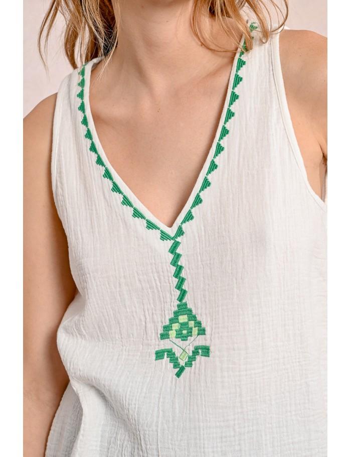 Lili Sidonio X Molly Bracken Top En Popeline Brodé WHITE