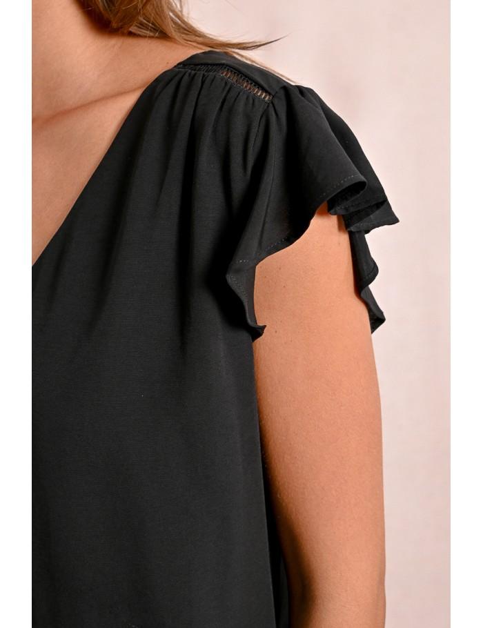 Lili Sidonio X Molly Bracken Top Fluide à Col V BLACK