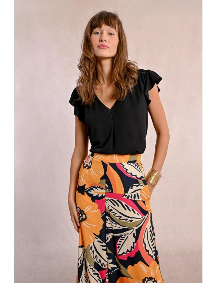 Lili Sidonio X Molly Bracken Top Fluide à Col V BLACK