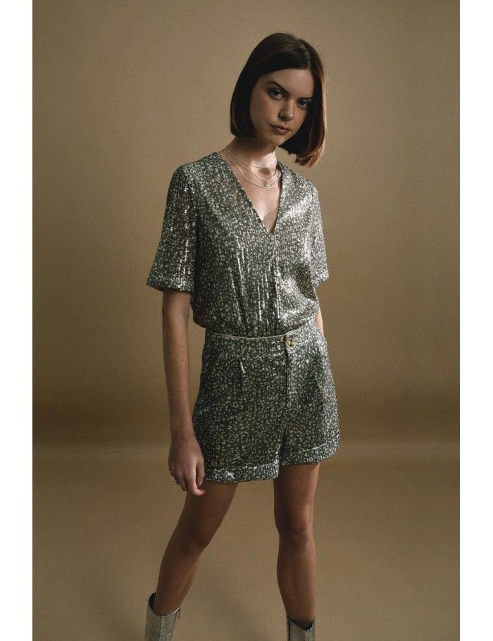 Lili Sidonio X Molly Bracken Top Imprimé Dos Avec Fente KAKI