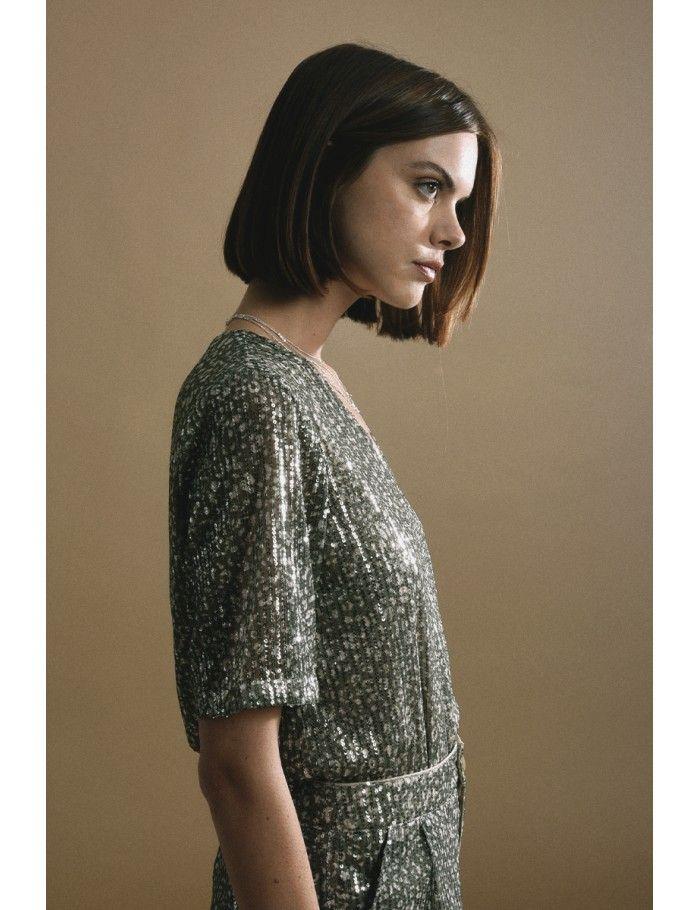 Lili Sidonio X Molly Bracken Top Imprimé Dos Avec Fente KAKI