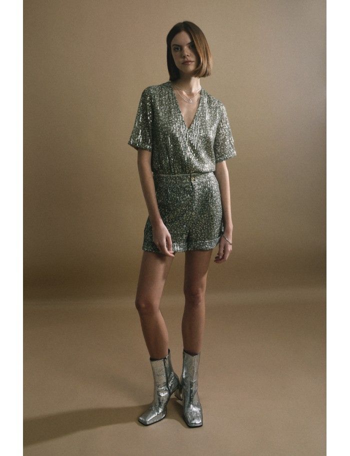 Lili Sidonio X Molly Bracken Top Imprimé Dos Avec Fente KAKI