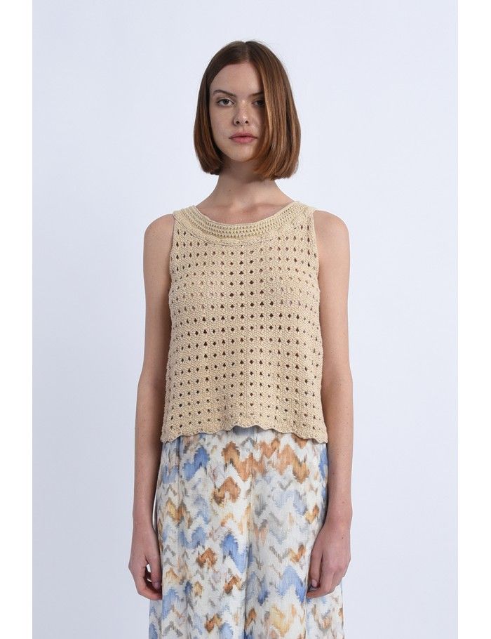 Lili Sidonio X Molly Bracken Top Macramé De Coton BEIGE