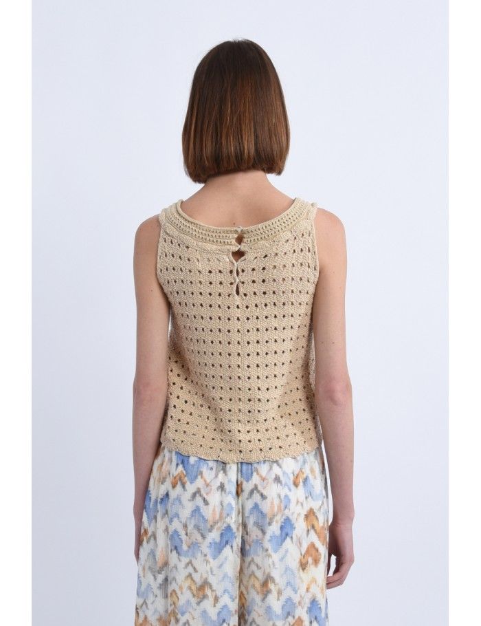 Lili Sidonio X Molly Bracken Top Macramé De Coton BEIGE