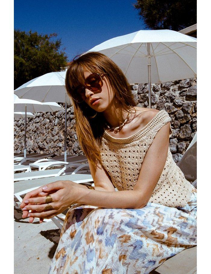 lili sidonio x molly bracken Top macramé de coton BEIGE