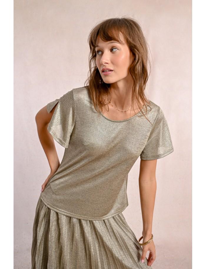 Lili Sidonio X Molly Bracken Top Manches Courtes Dos Croisé BEIGE