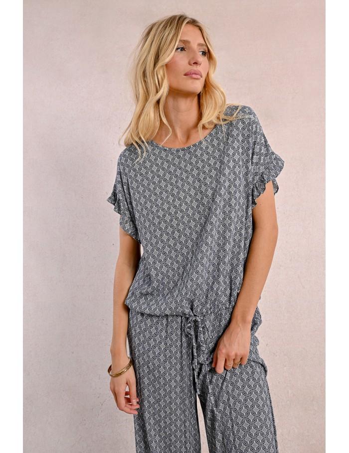 Lili Sidonio X Molly Bracken Top Oversize Imprimé NAVY BLUE