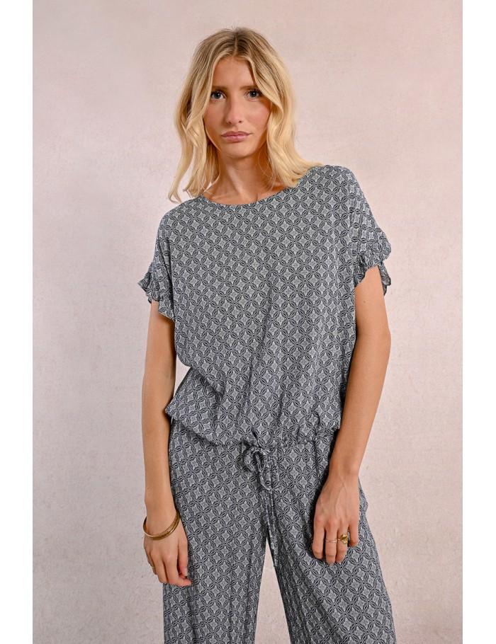 lili sidonio x molly bracken Top oversize imprimé NAVY BLUE