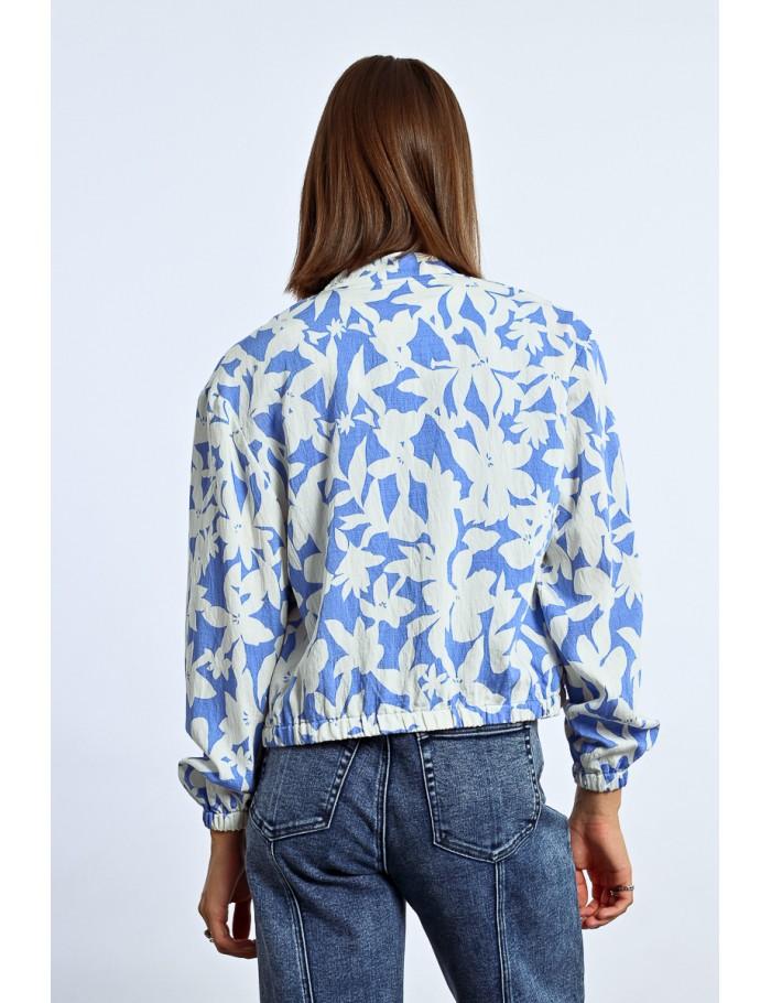Lili Sidonio X Molly Bracken Veste Bomber Courte Imprimée BLUE HOLBOX