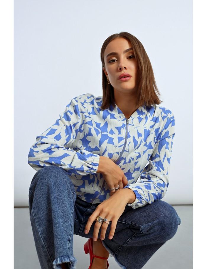 Lili Sidonio X Molly Bracken Veste Bomber Courte Imprimée BLUE HOLBOX