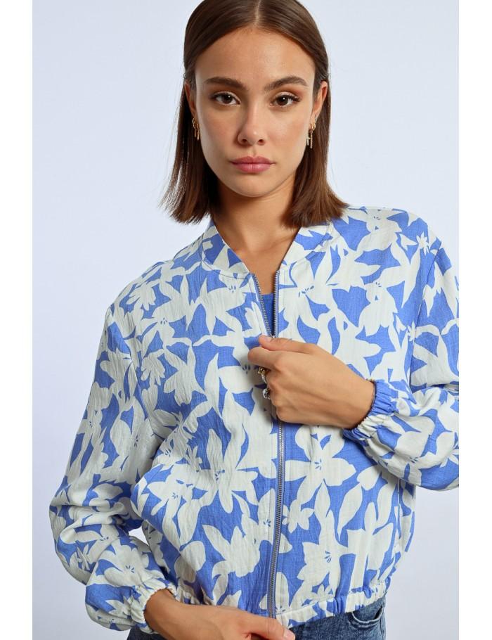 lili sidonio x molly bracken Veste bomber courte imprimée BLUE HOLBOX