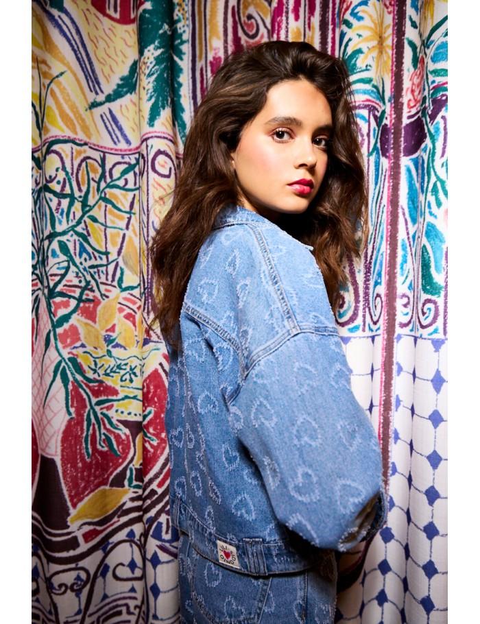 Lili Sidonio X Molly Bracken Veste En Jean à Motif Cœur DENIM BLUE