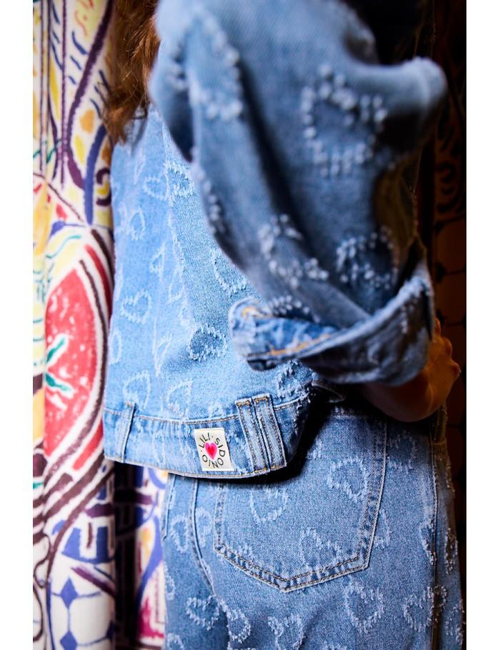 Lili Sidonio X Molly Bracken Veste En Jean à Motif Cœur DENIM BLUE