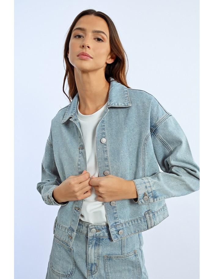 Lili Sidonio X Molly Bracken Veste En Jean Crop LIGHT BLUE DENIM