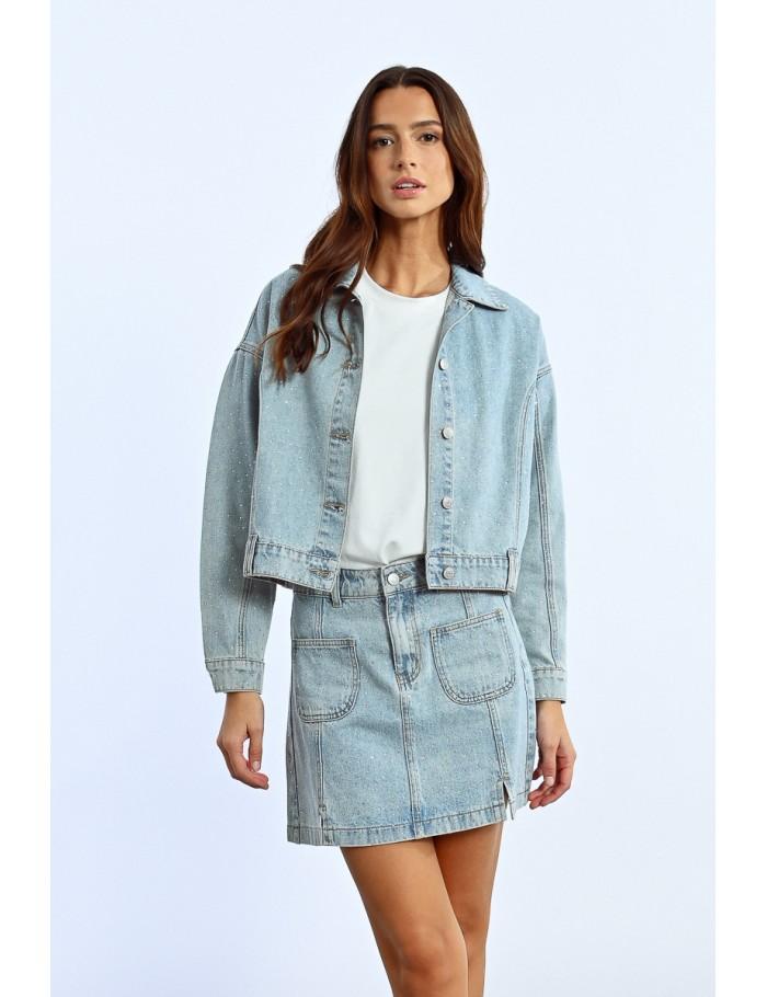 Lili Sidonio X Molly Bracken Veste En Jean Crop LIGHT BLUE DENIM