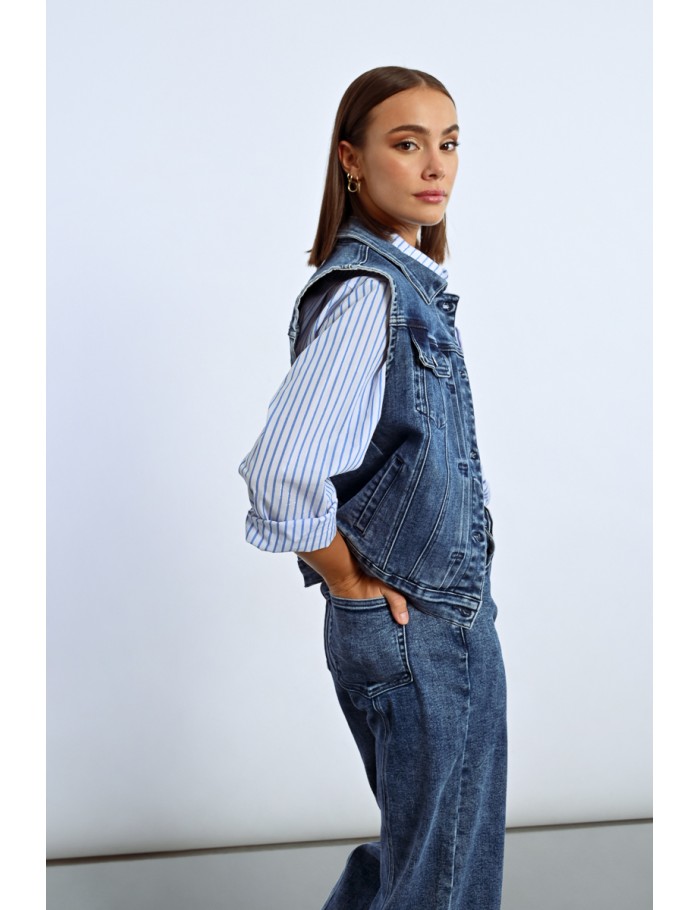 Lili Sidonio X Molly Bracken Veste En Jean Sans Manches DENIM BLUE