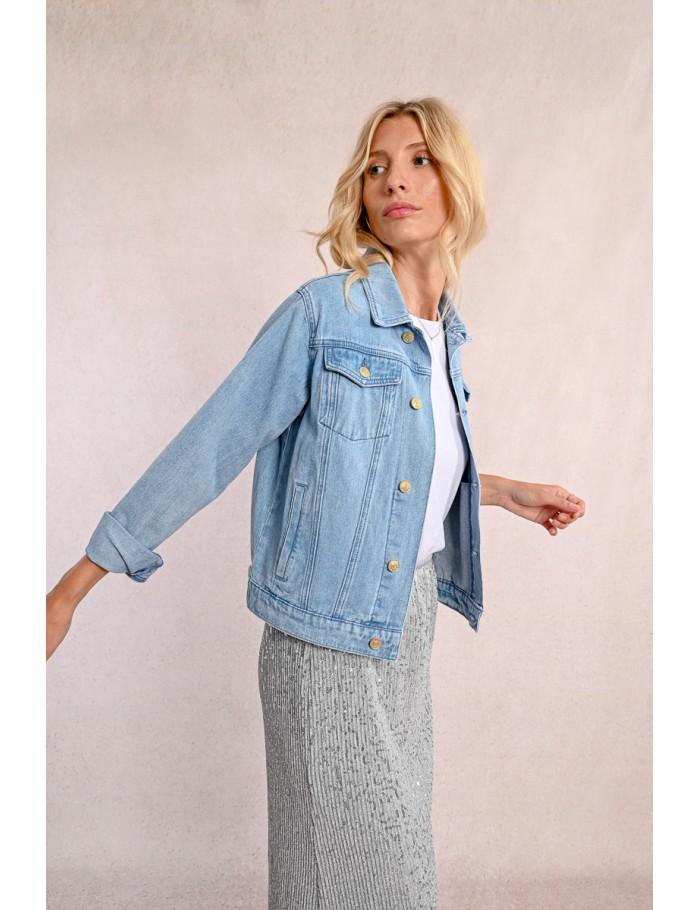 Lili Sidonio X Molly Bracken Veste Oversize En Jean LIGHT BLUE DENIM