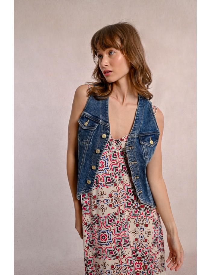 Lili Sidonio X Molly Bracken Veston En Jean Cintré DENIM BLUE