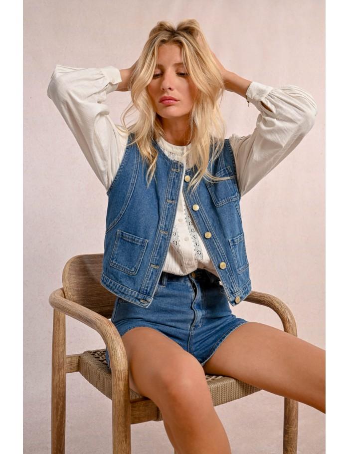 Lili Sidonio X Molly Bracken Veston En Jean DENIM BLUE