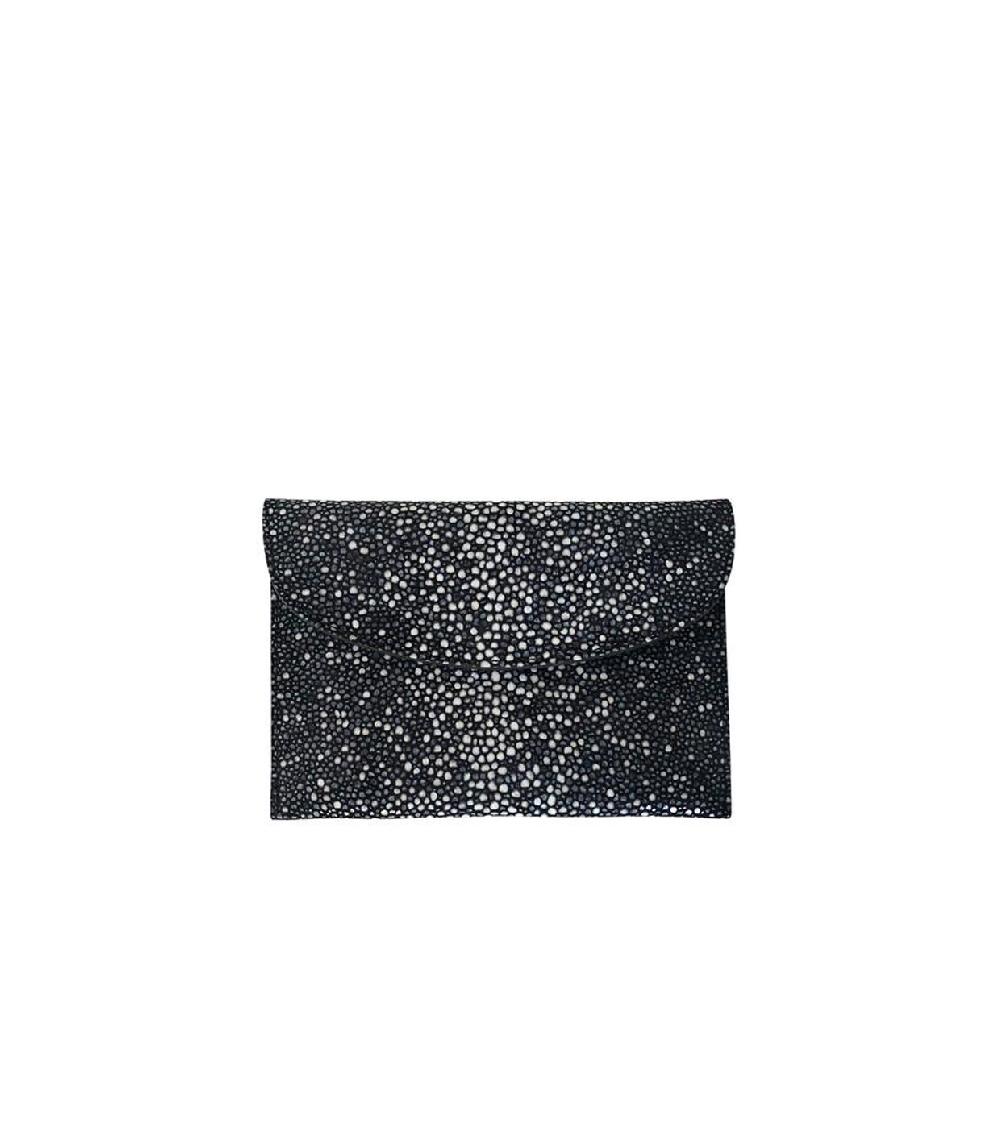 linde gallery CARRÉ D'OR S - GALUCHAT PRINTED SUEDE - BLACK