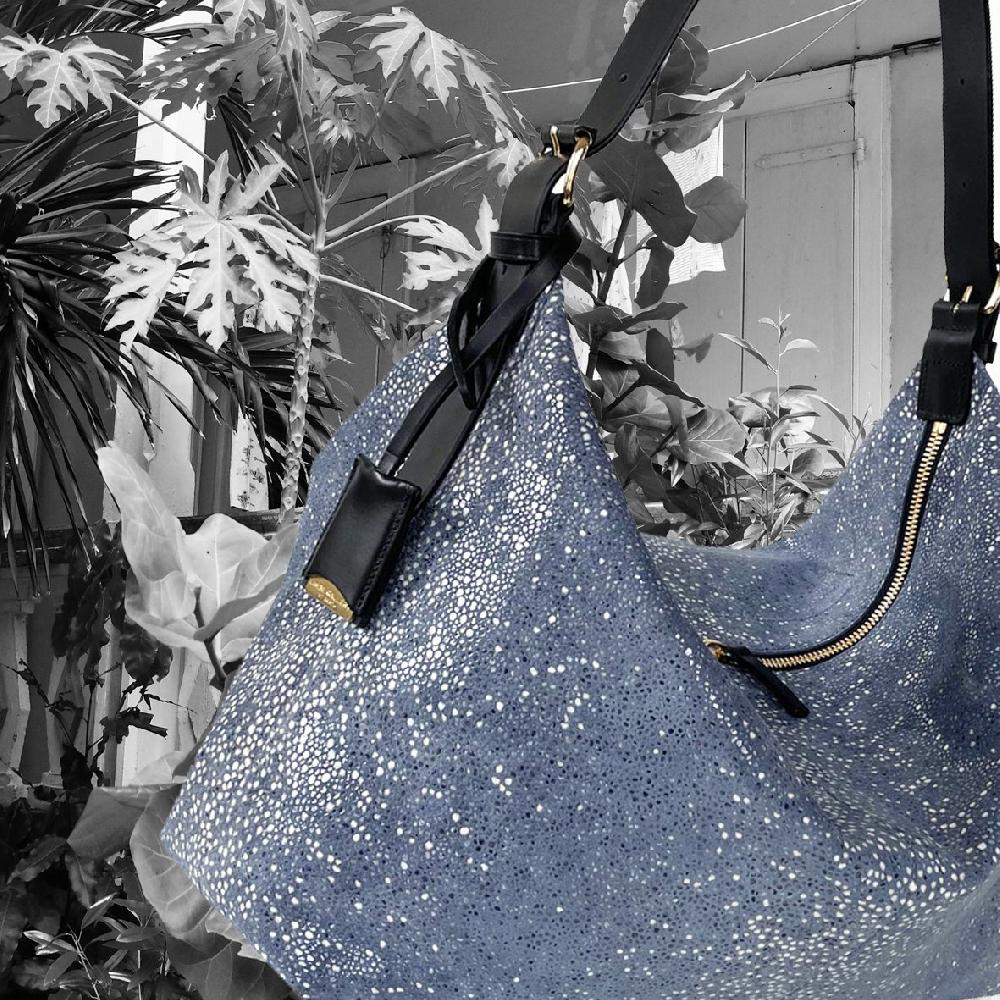 Linde Gallery COLOMBIER M - GALUCHAT PRINTED SUEDE - DENIM