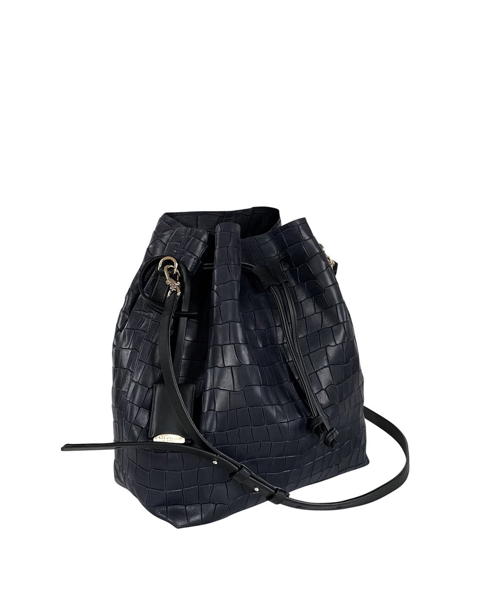 linde gallery SHELL M - ALLIGATOR EMBOSSED - NAVY