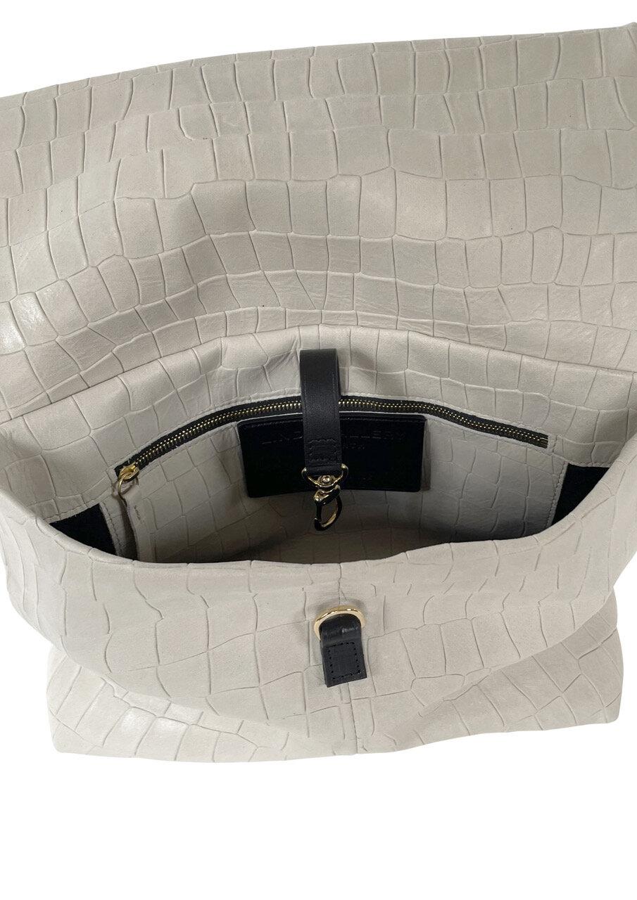 Linde Gallery MARIGOT S - ALLIGATOR - EMBOSSED CALF - Ivory