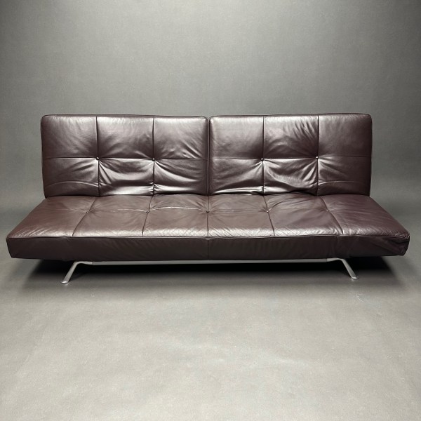 linea Due Canapé Lit Cuir Aubergine Smala Pascal Mourgue Cinna