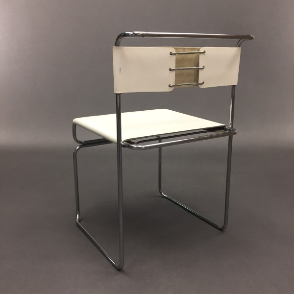 Linea Due Chaise Cuir Blanc Marcel Breuer Pour Standard Mobel