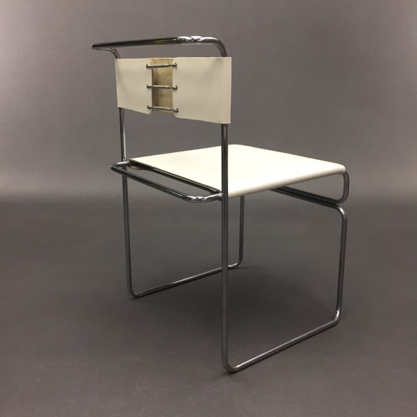 Linea Due Chaise Cuir Blanc Marcel Breuer Pour Standard Mobel