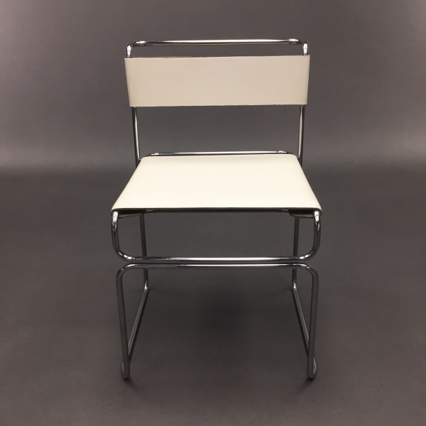 linea due Chaise cuir blanc Marcel Breuer pour Standard Mobel