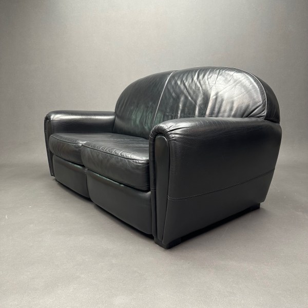 Linea Due Canapé Club Cuir Noir Burov