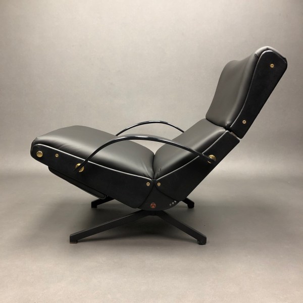 linea due Fauteuil P40 cuir Osvaldo Borsani Tecno