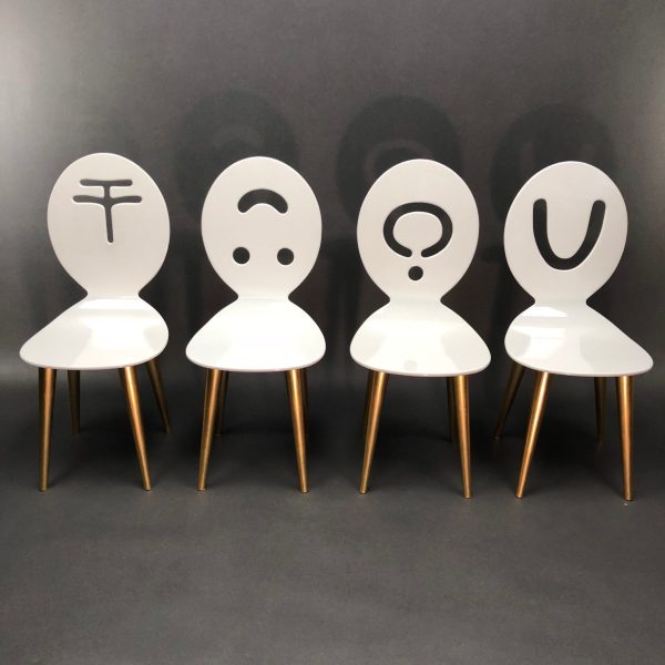 Linea Due Lot De 4 Chaises Figure Presenti Anna Gili Memphis Milano Série Limitée