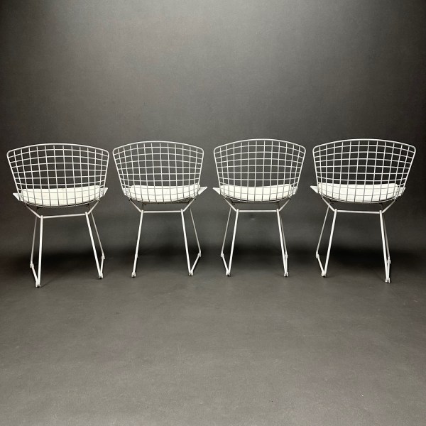 Linea Due Lot De 4 Chaises Rilsan Blanc Harry Bertoia Knoll