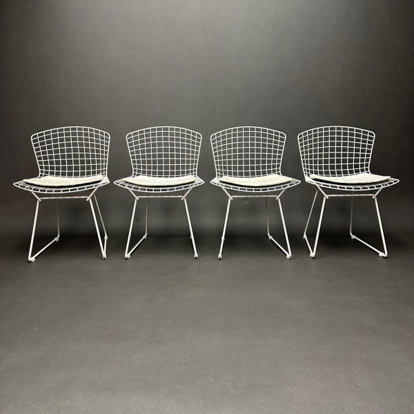 Linea Due Lot De 4 Chaises Rilsan Blanc Harry Bertoia Knoll