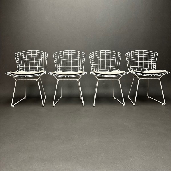 linea due Lot de 4 Chaises Rilsan Blanc Harry Bertoia Knoll