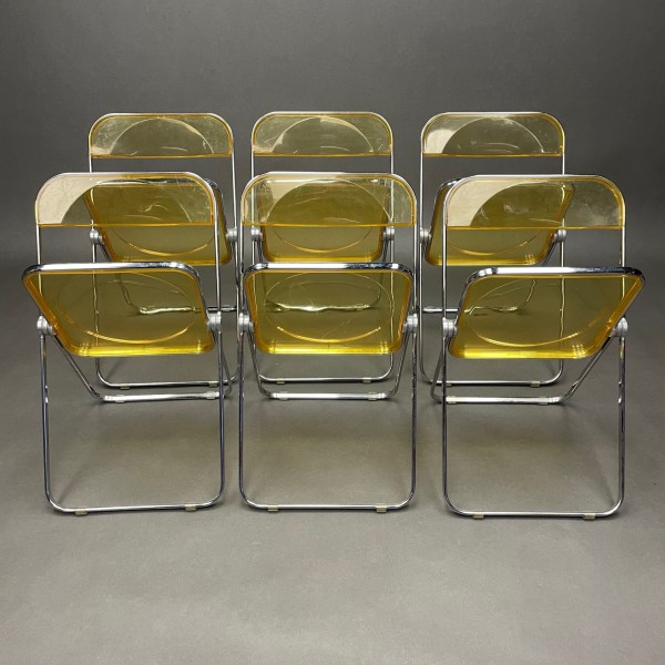 Linea Due Lot De 6 Chaises Plia Jaune Giancarlo Piretti Anonima Castelli