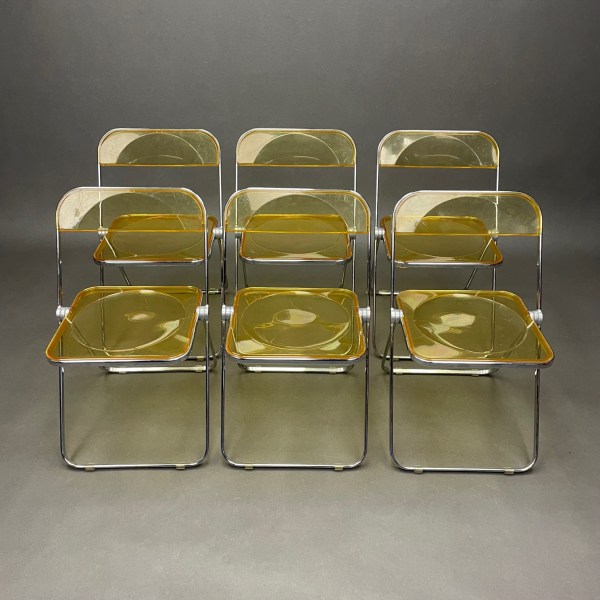 linea due Lot de 6 Chaises Plia Jaune Giancarlo Piretti Anonima Castelli