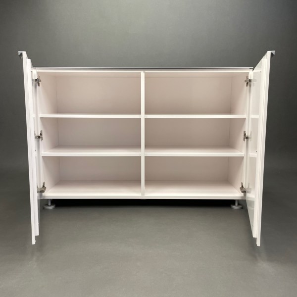 Linea Due Meuble De Rangement Laqué Blanc Top Aluminium