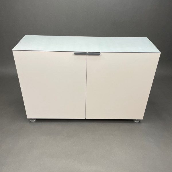 Linea Due Meuble De Rangement Laqué Blanc Top Aluminium