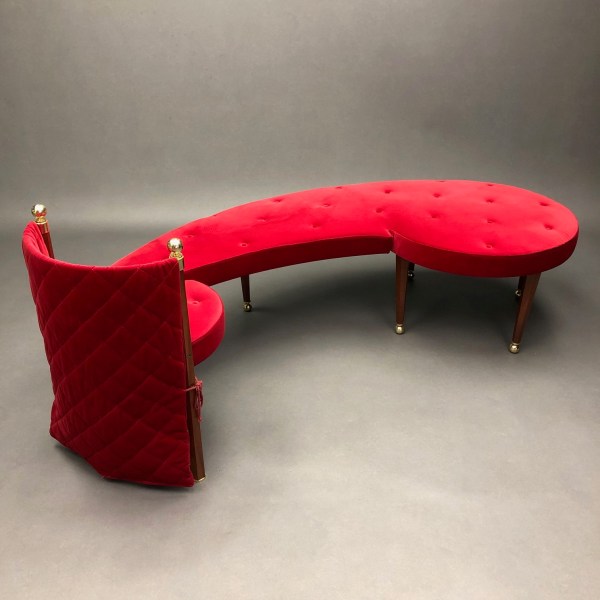 Linea Due Three Seat Red Velvet Bench Jeannot Cerutti Sawaya & Moroni