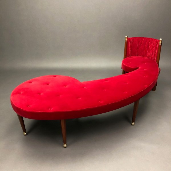 Linea Due Three Seat Red Velvet Bench Jeannot Cerutti Sawaya & Moroni