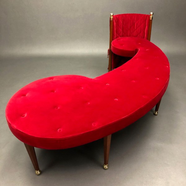 Linea Due Three Seat Red Velvet Bench Jeannot Cerutti Sawaya & Moroni