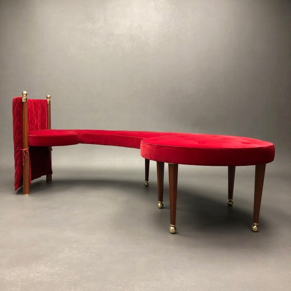 linea due Three Seat Red Velvet Bench Jeannot Cerutti Sawaya & Moroni