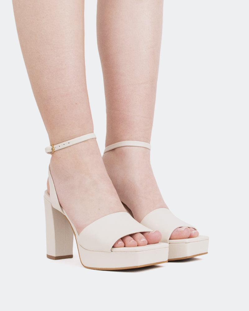 L'intervalle Caicos Blanc Cassé Cuir/Cuir Blanc Cassé Blanc