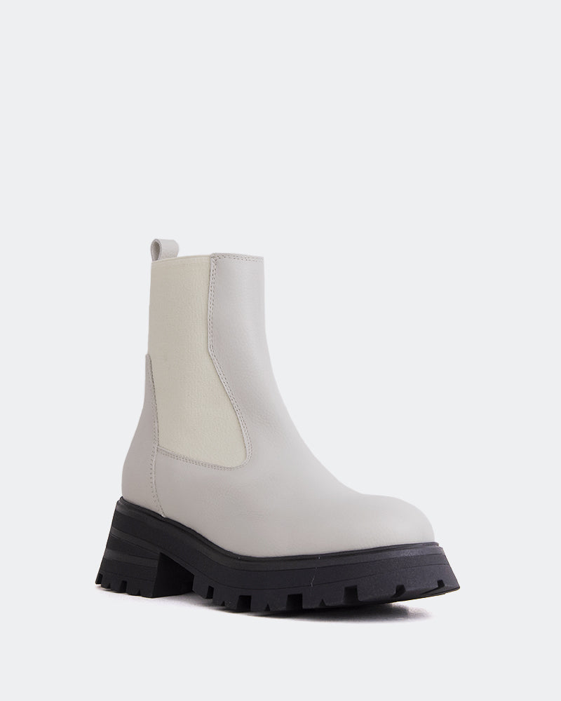 L'intervalle Bootle Blanc Cassé Cuir Blanc