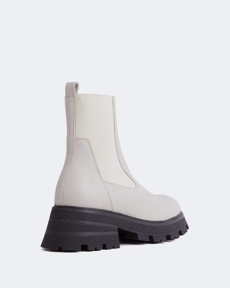 L'intervalle Bootle Blanc Cassé Cuir Blanc